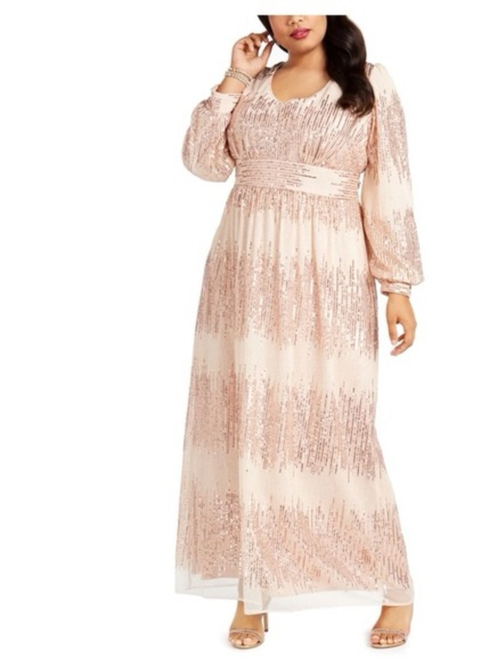 R&M Richards Pink Sequin Evening Gown